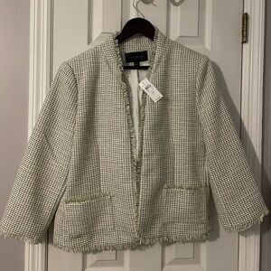 Yellow, cream, navy polyester blazer- size 14- Ann Taylor Factory- BRAND NEW!